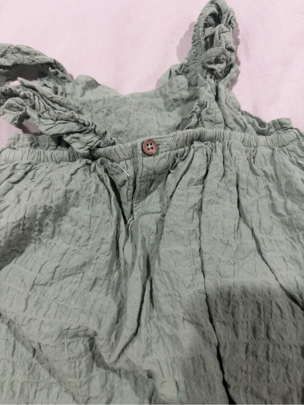 Carter’s Sage Green Muslin Bubble Romper Bodysuit | Size 9 Months